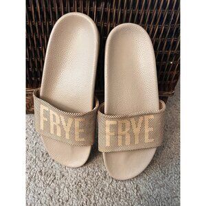 Frye Lola Perf Sandals Slides Beige Womens SIZE 8M